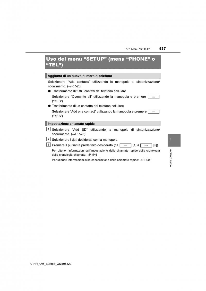 Toyota C HR manuale del proprietario / page 537