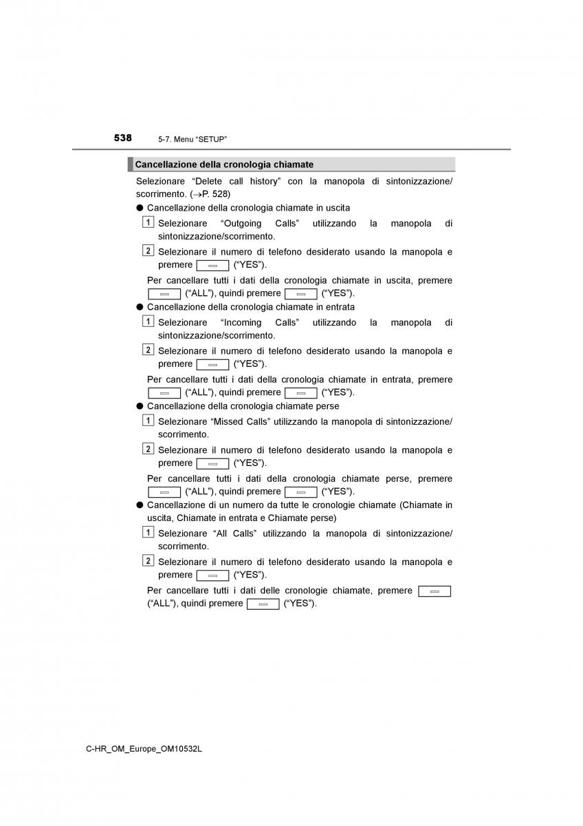 Toyota C HR manuale del proprietario / page 538