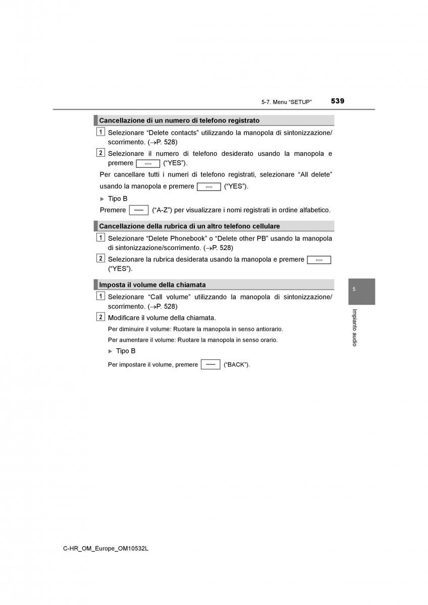 Toyota C HR manuale del proprietario / page 539