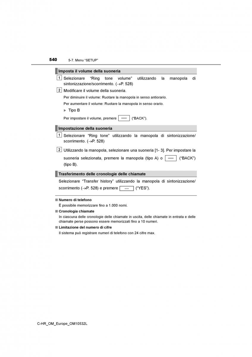 Toyota C HR manuale del proprietario / page 540