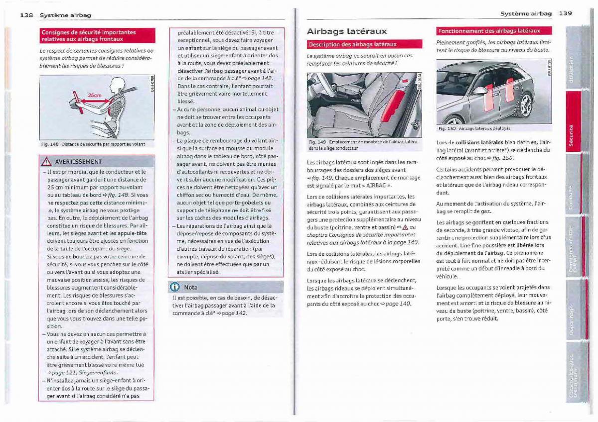 Audi Q3 manuel du proprietaire / page 70
