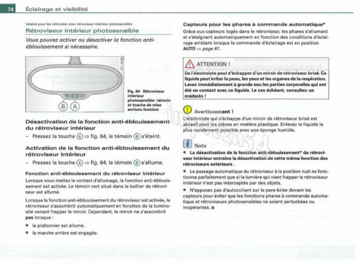 Audi TT II 2 manuel du proprietaire / page 75