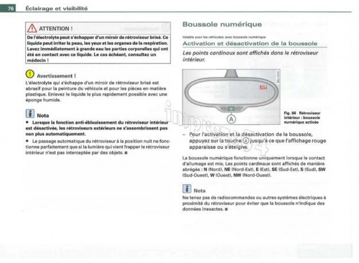 Audi TT II 2 manuel du proprietaire / page 77