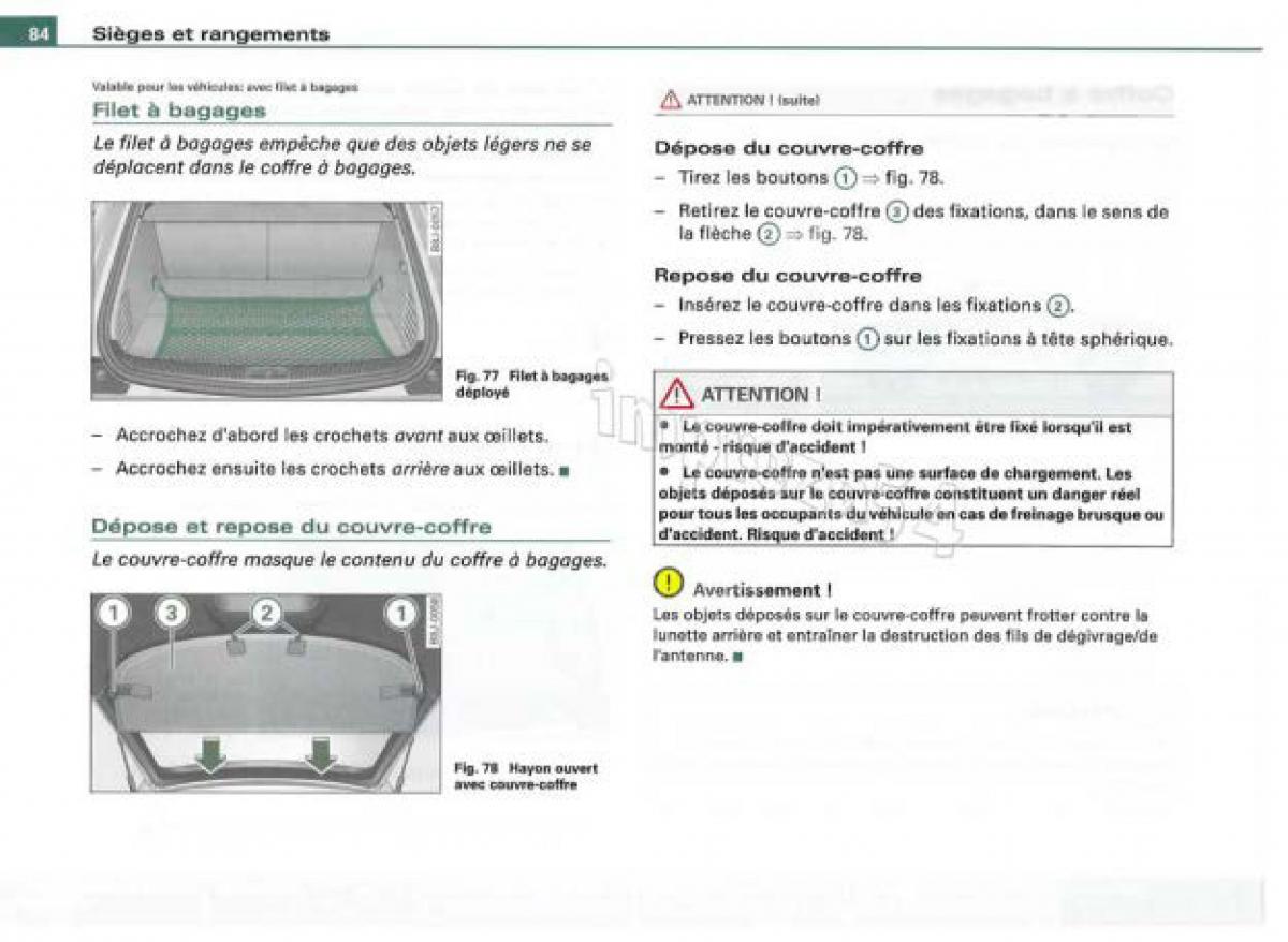 Audi TT II 2 manuel du proprietaire / page 85