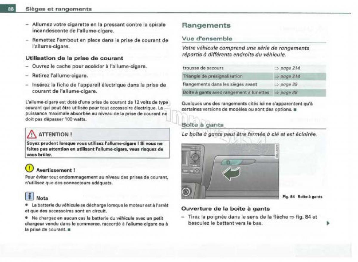 Audi TT II 2 manuel du proprietaire / page 89