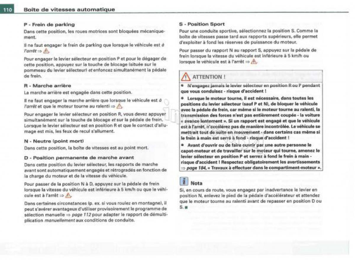 Audi TT II 2 manuel du proprietaire / page 111