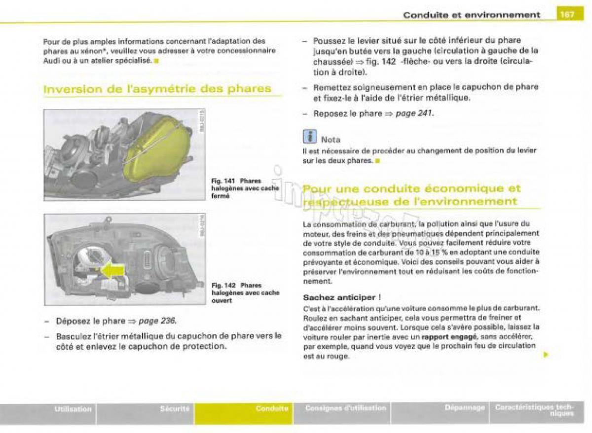 Audi TT II 2 manuel du proprietaire / page 168