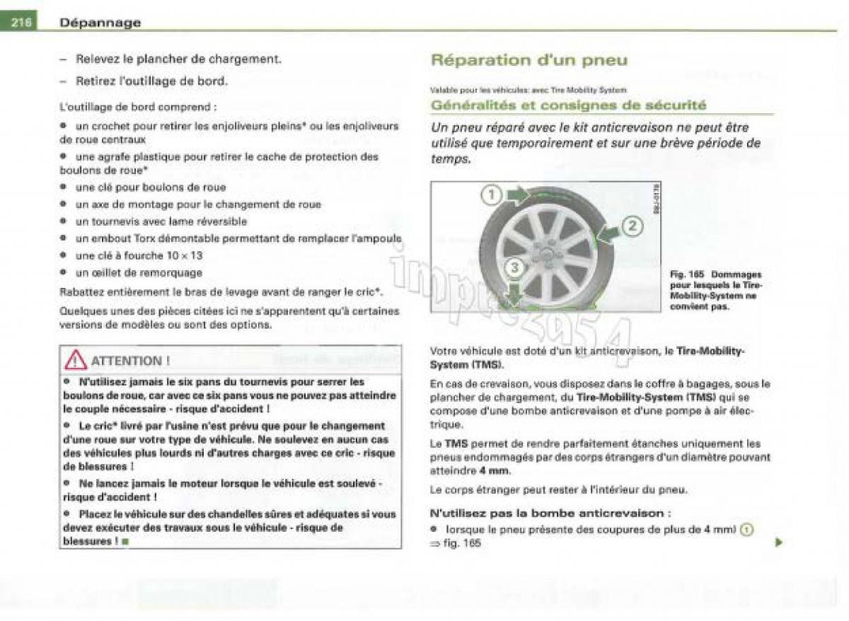 Audi TT II 2 manuel du proprietaire / page 217