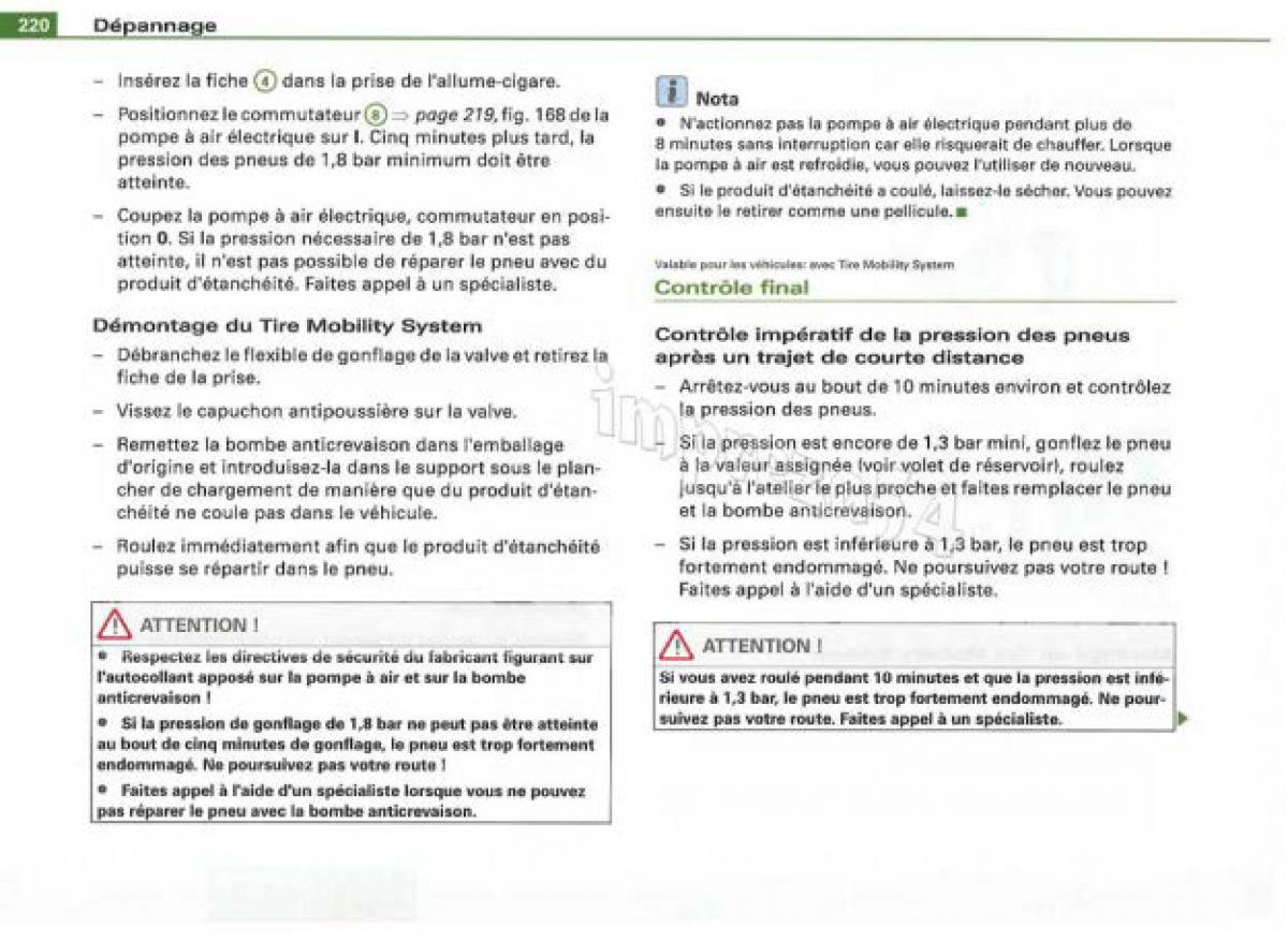 Audi TT II 2 manuel du proprietaire / page 221