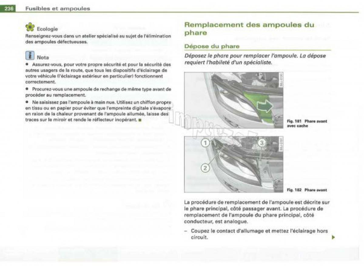 Audi TT II 2 manuel du proprietaire / page 237