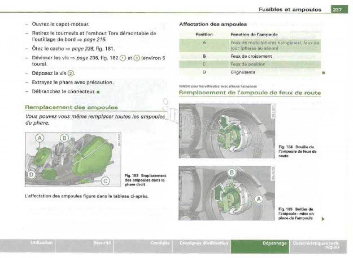 Audi TT II 2 manuel du proprietaire / page 238