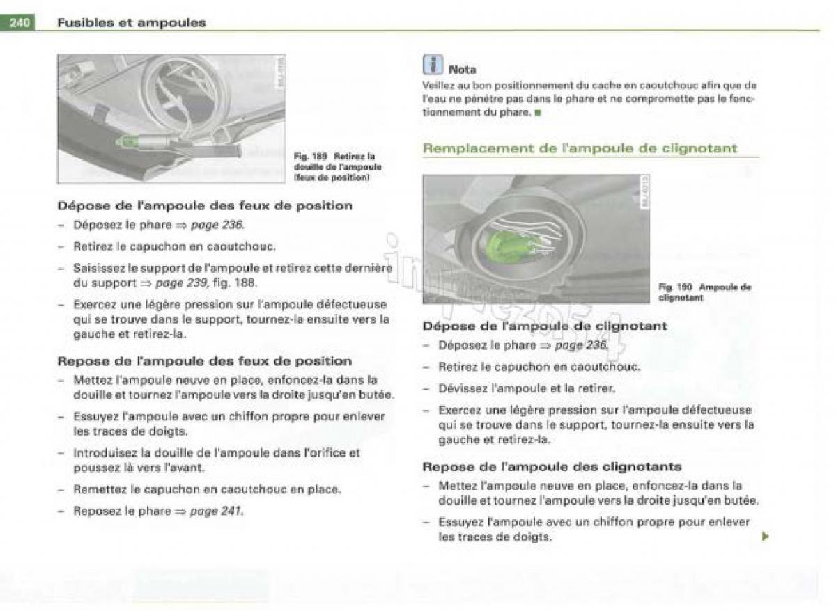 Audi TT II 2 manuel du proprietaire / page 241