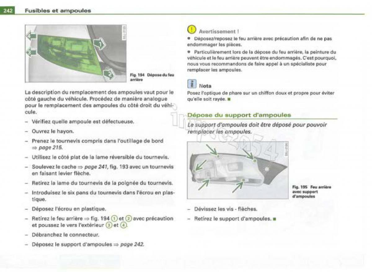 Audi TT II 2 manuel du proprietaire / page 243