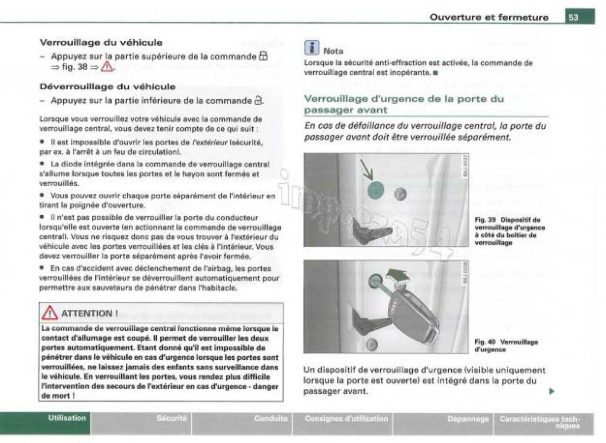 Audi TT II 2 manuel du proprietaire / page 54