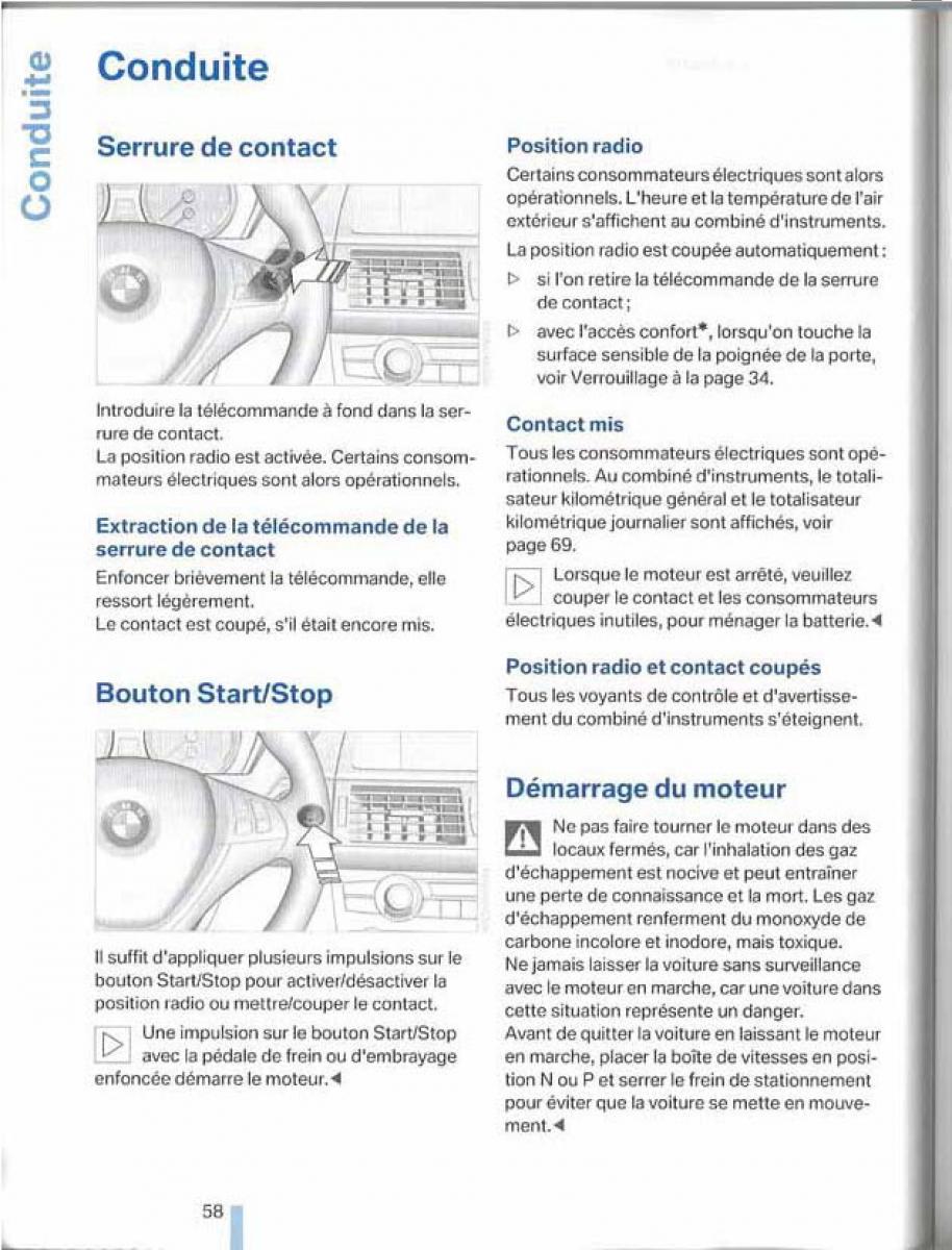 BMW X5 X6 E79 E70 manuel du proprietaire / page 58