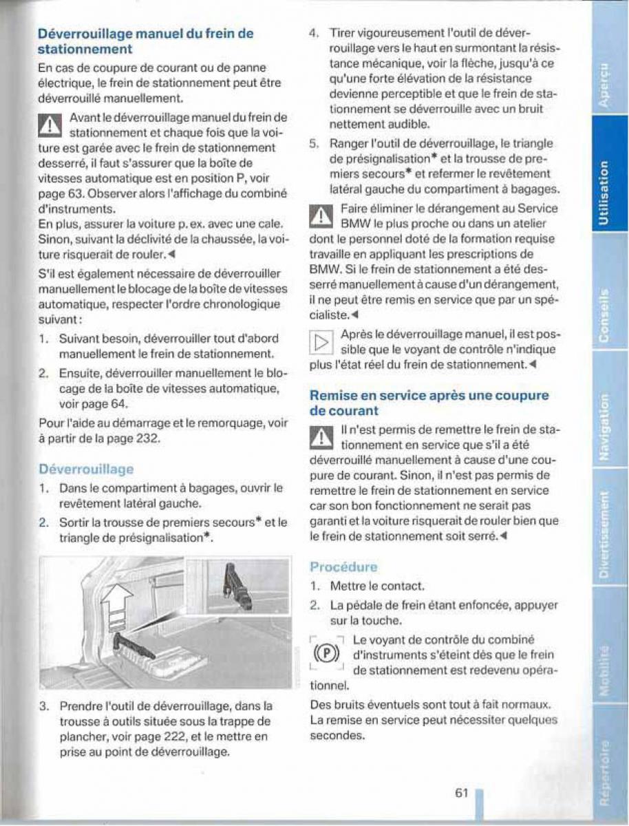 BMW X5 X6 E79 E70 manuel du proprietaire / page 61