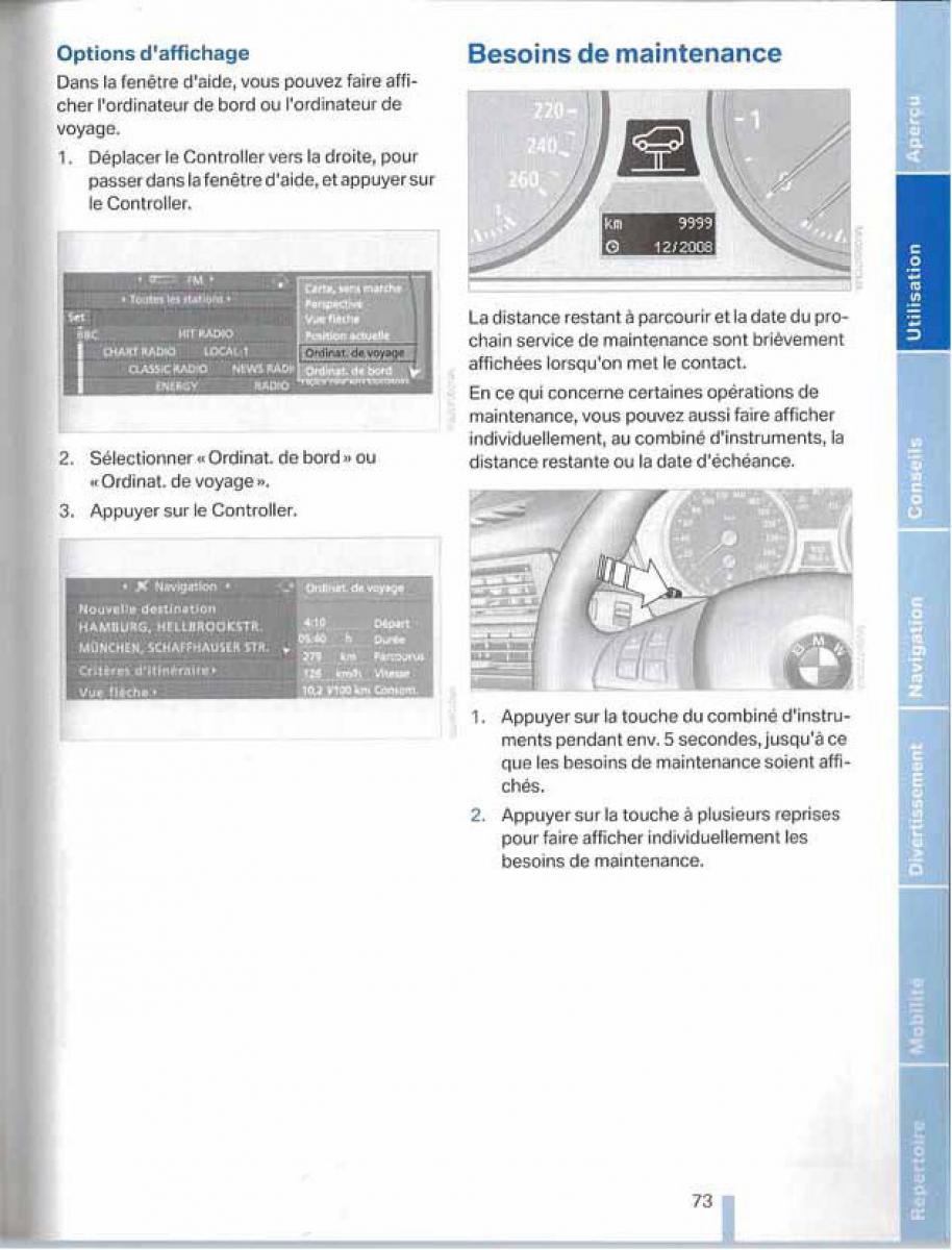 BMW X5 X6 E79 E70 manuel du proprietaire / page 73