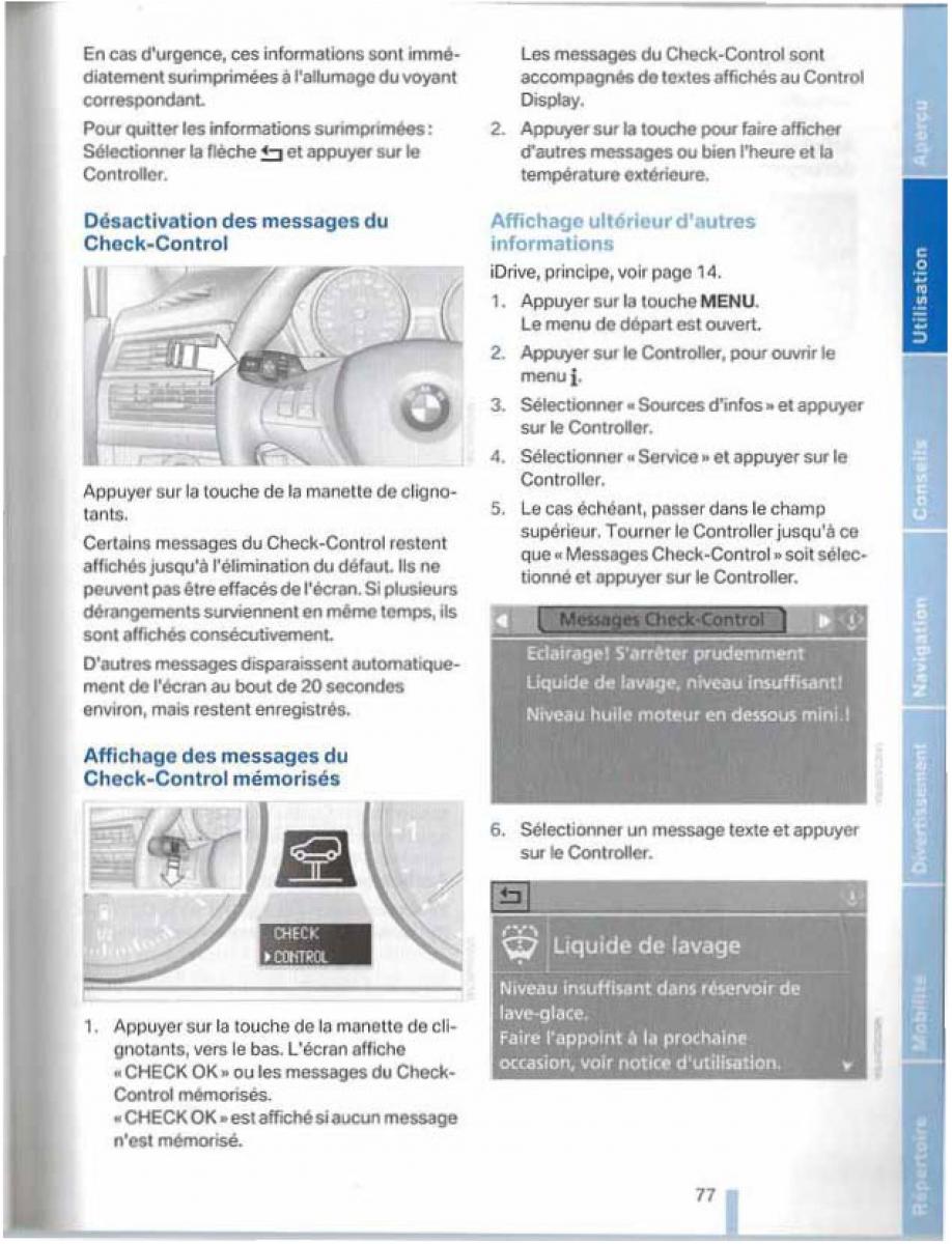 BMW X5 X6 E79 E70 manuel du proprietaire / page 77