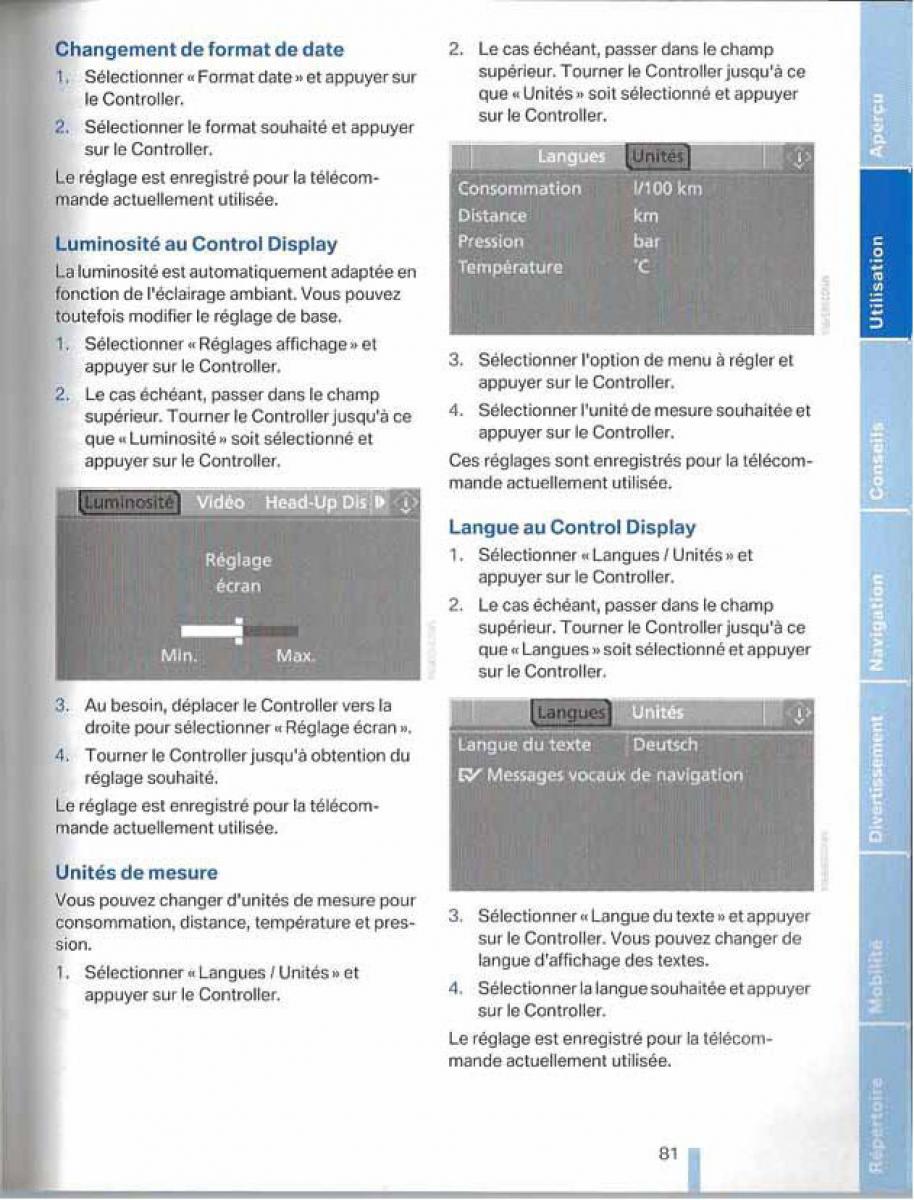 BMW X5 X6 E79 E70 manuel du proprietaire / page 81