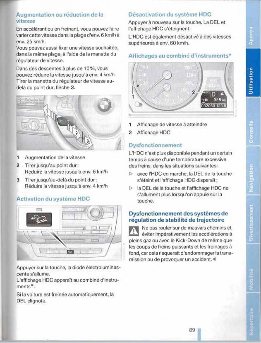 BMW X5 X6 E79 E70 manuel du proprietaire / page 89