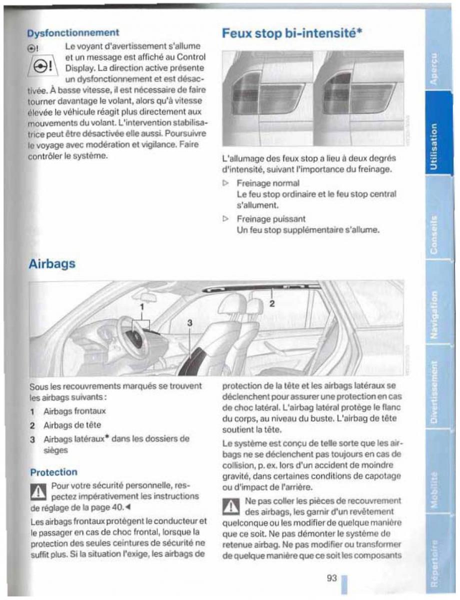 BMW X5 X6 E79 E70 manuel du proprietaire / page 93