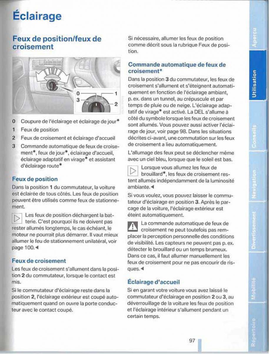 BMW X5 X6 E79 E70 manuel du proprietaire / page 97