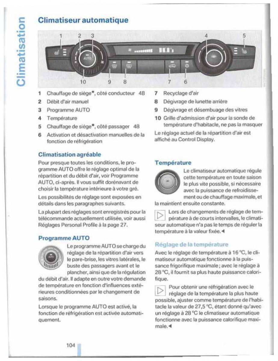 BMW X5 X6 E79 E70 manuel du proprietaire / page 104