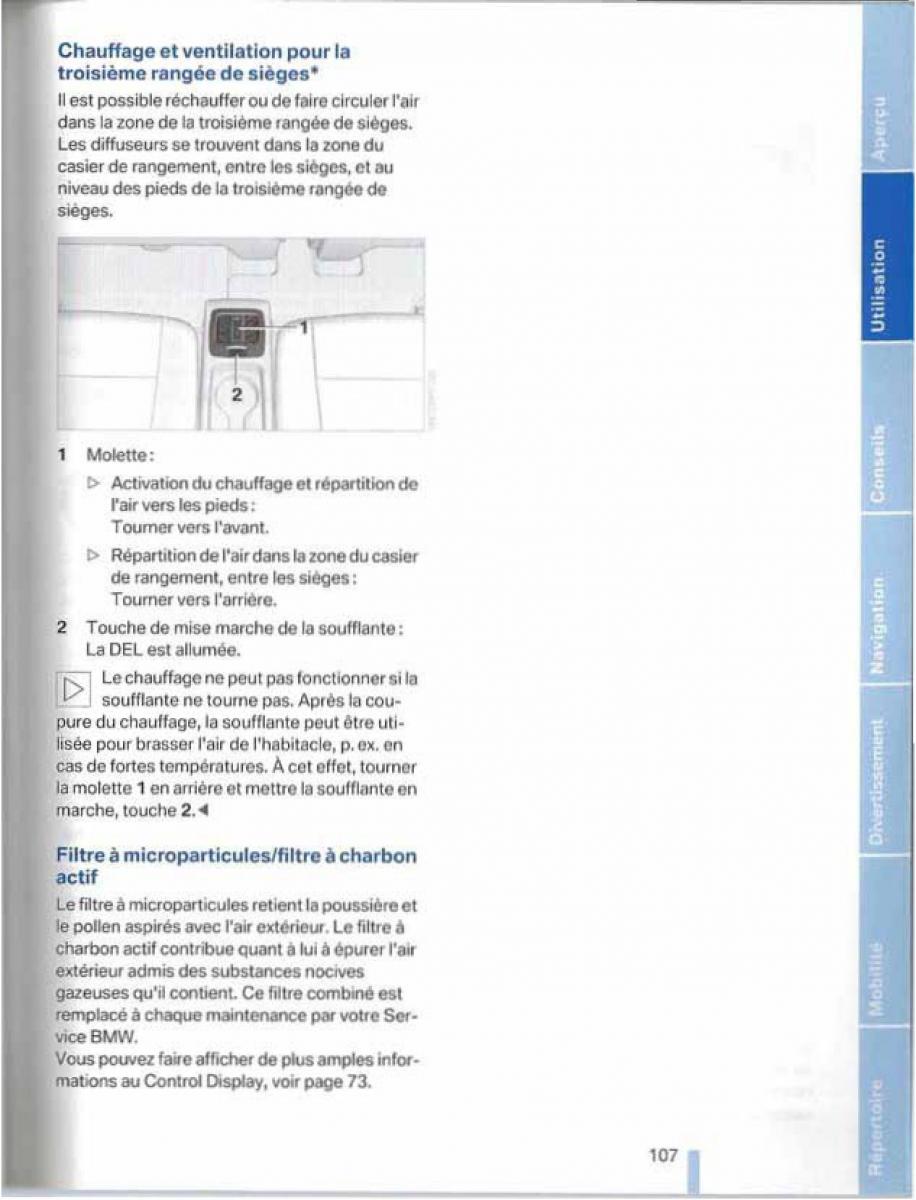 BMW X5 X6 E79 E70 manuel du proprietaire / page 107