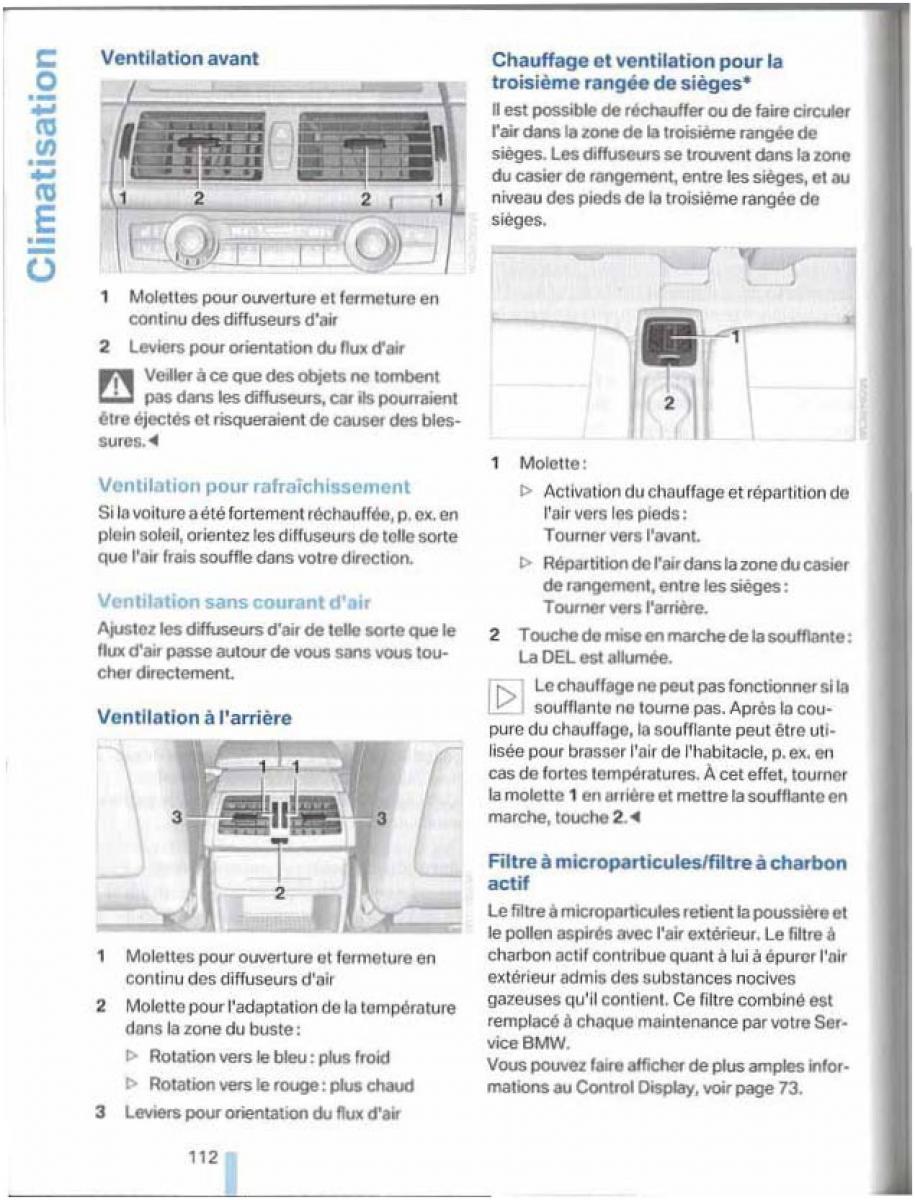 BMW X5 X6 E79 E70 manuel du proprietaire / page 112