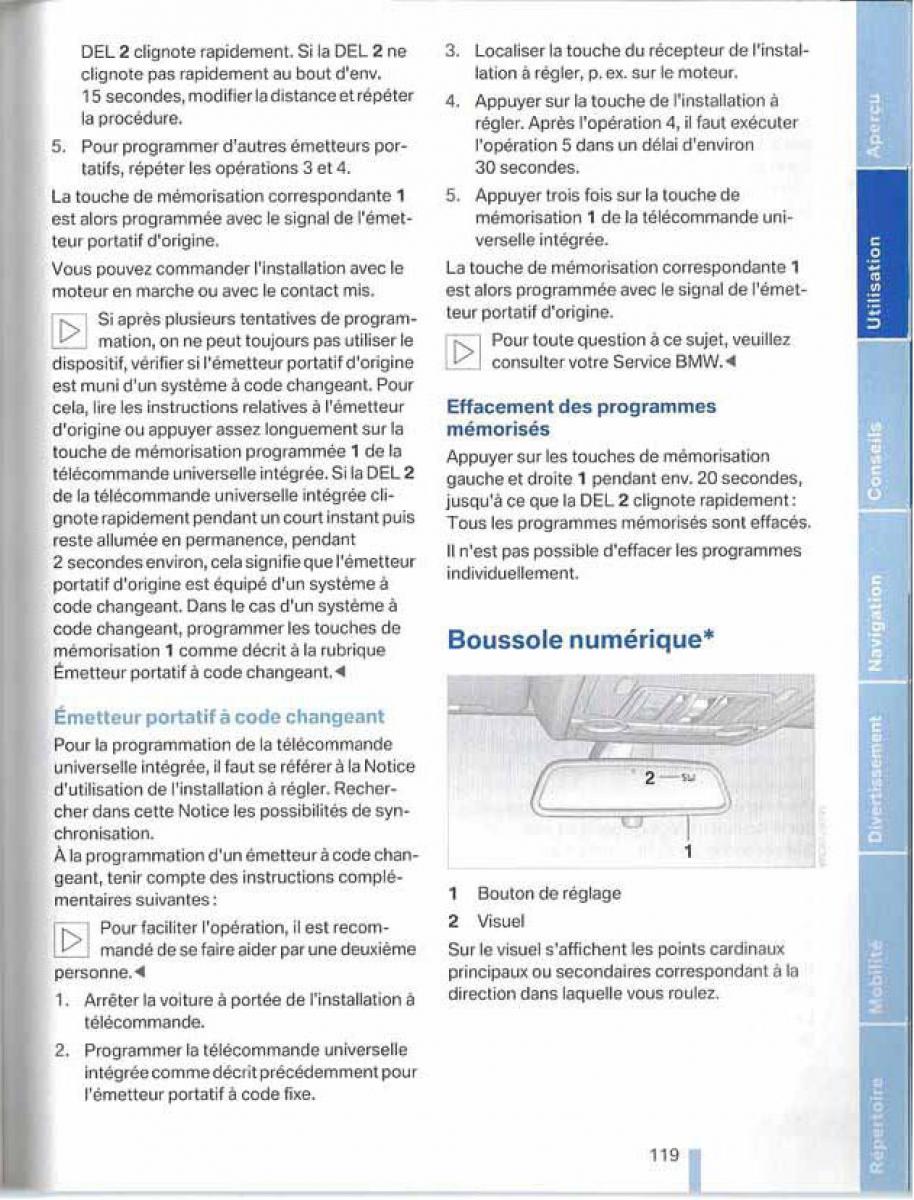 BMW X5 X6 E79 E70 manuel du proprietaire / page 119