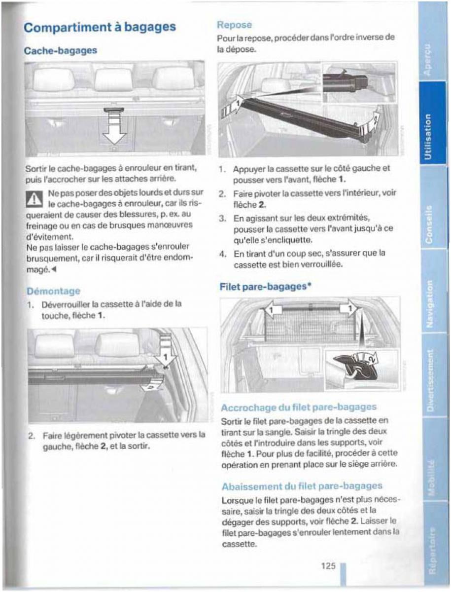 BMW X5 X6 E79 E70 manuel du proprietaire / page 125