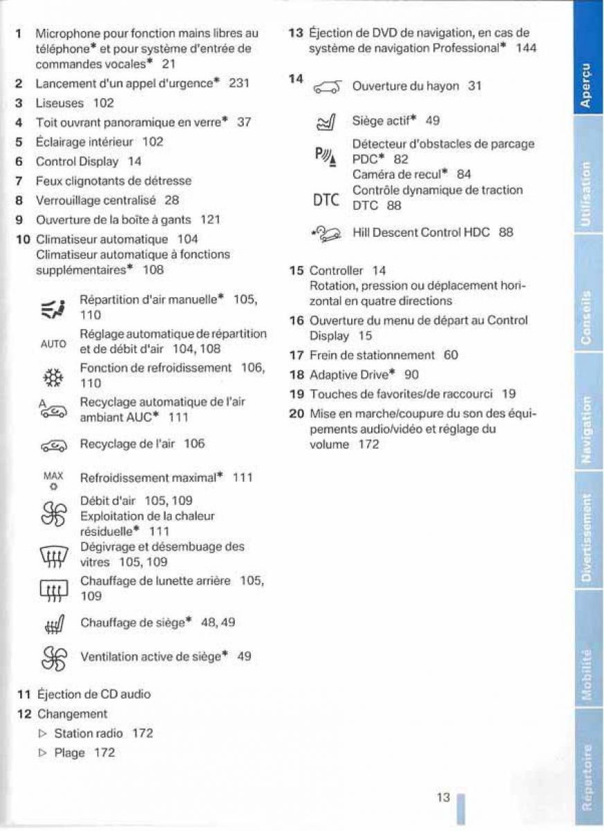 BMW X5 X6 E79 E70 manuel du proprietaire / page 13