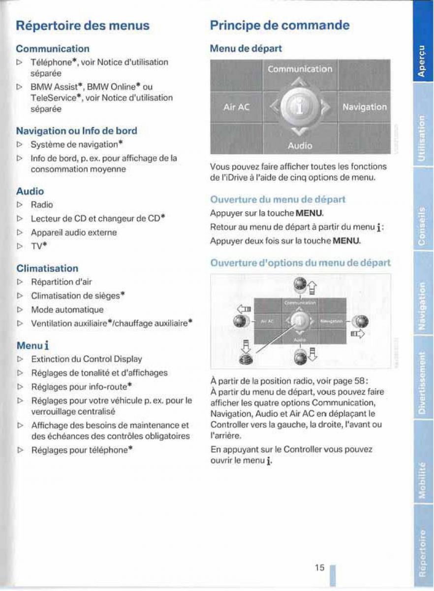 BMW X5 X6 E79 E70 manuel du proprietaire / page 15