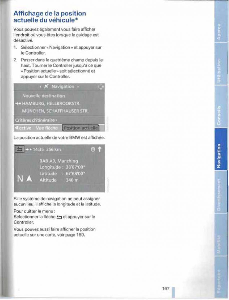 BMW X5 X6 E79 E70 manuel du proprietaire / page 167