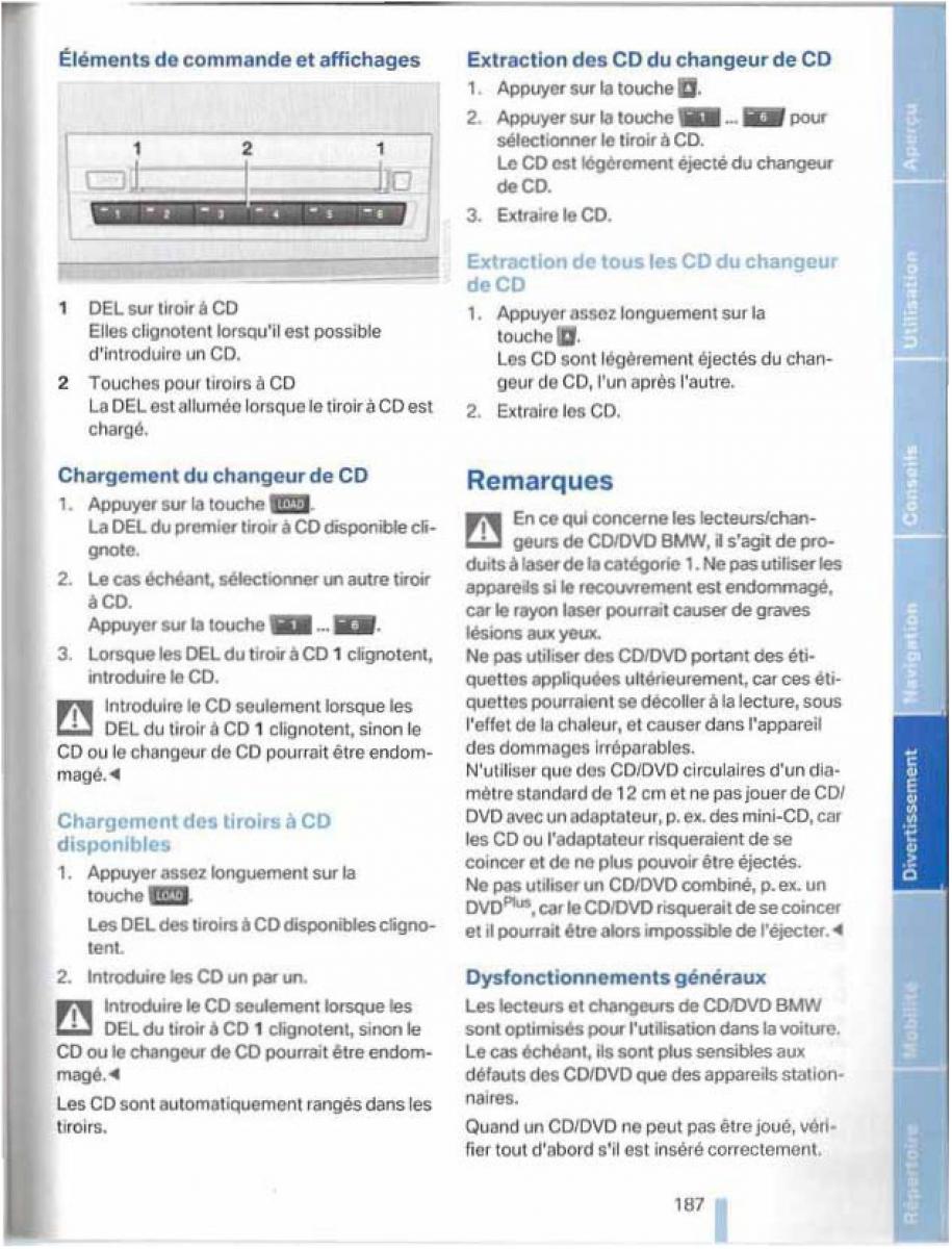 BMW X5 X6 E79 E70 manuel du proprietaire / page 187