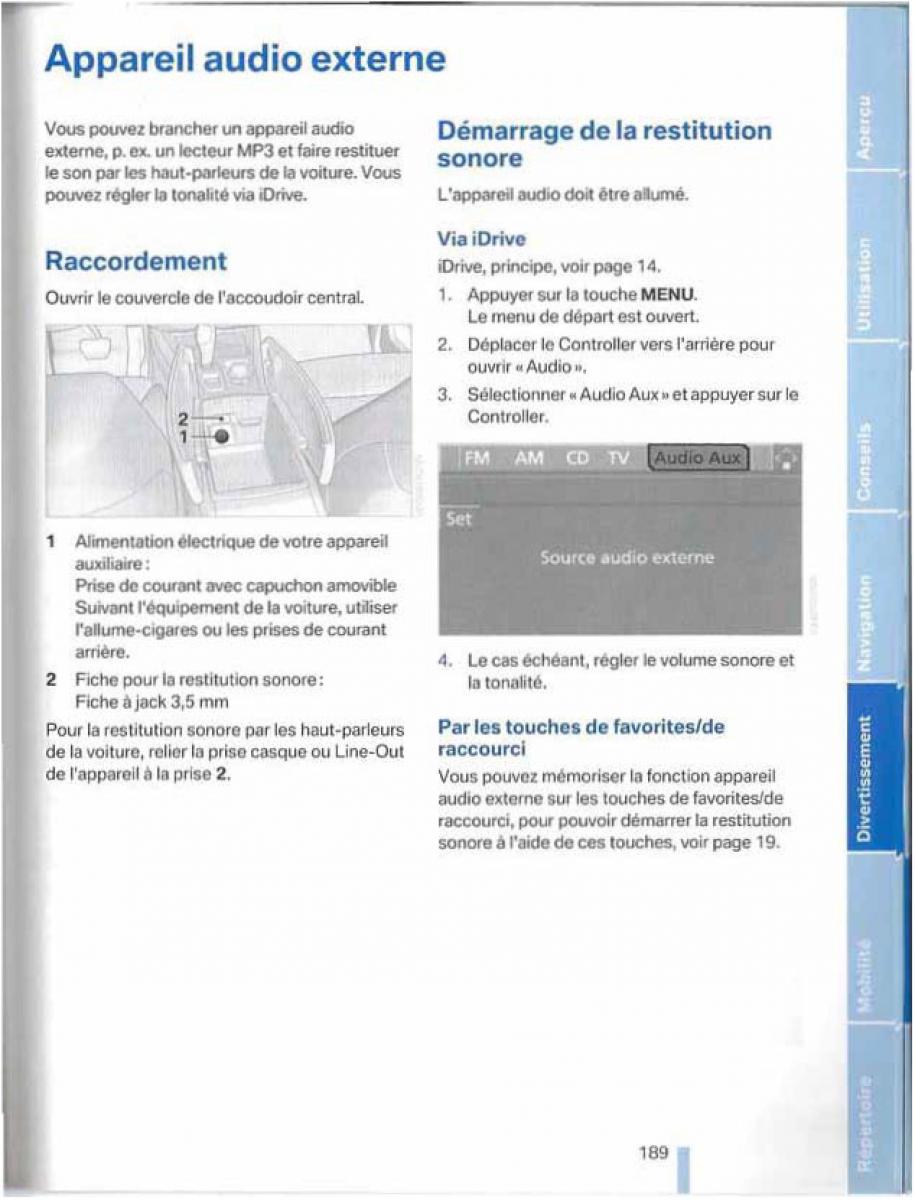 BMW X5 X6 E79 E70 manuel du proprietaire / page 189