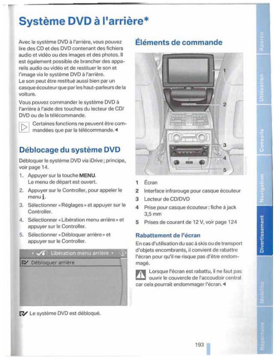 BMW X5 X6 E79 E70 manuel du proprietaire / page 193