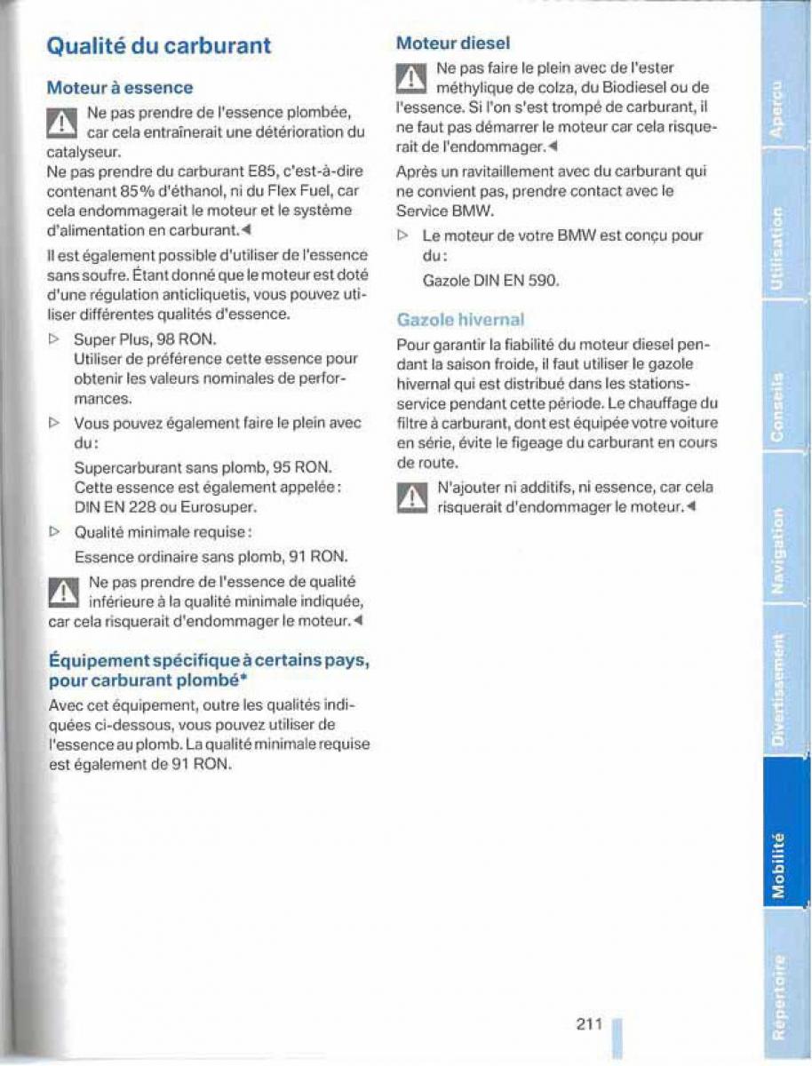 BMW X5 X6 E79 E70 manuel du proprietaire / page 211