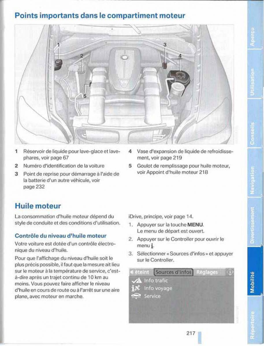 BMW X5 X6 E79 E70 manuel du proprietaire / page 217