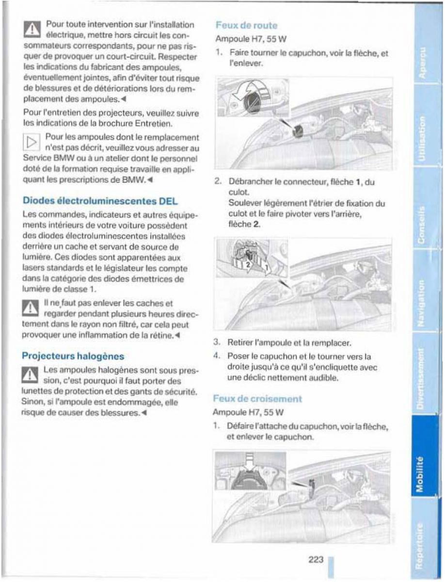 BMW X5 X6 E79 E70 manuel du proprietaire / page 223