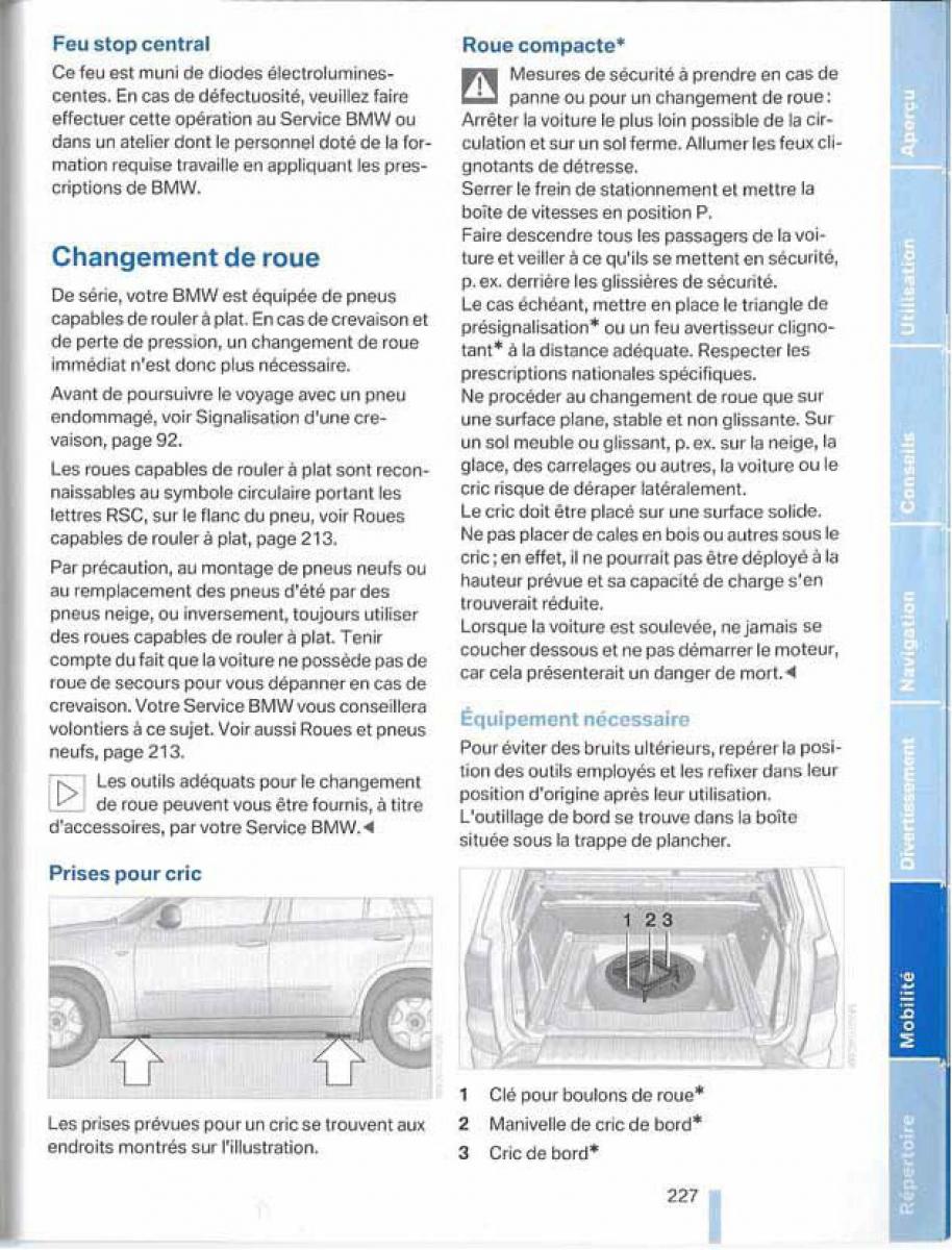 BMW X5 X6 E79 E70 manuel du proprietaire / page 227