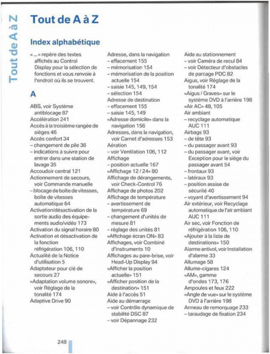 BMW X5 X6 E79 E70 manuel du proprietaire / page 248