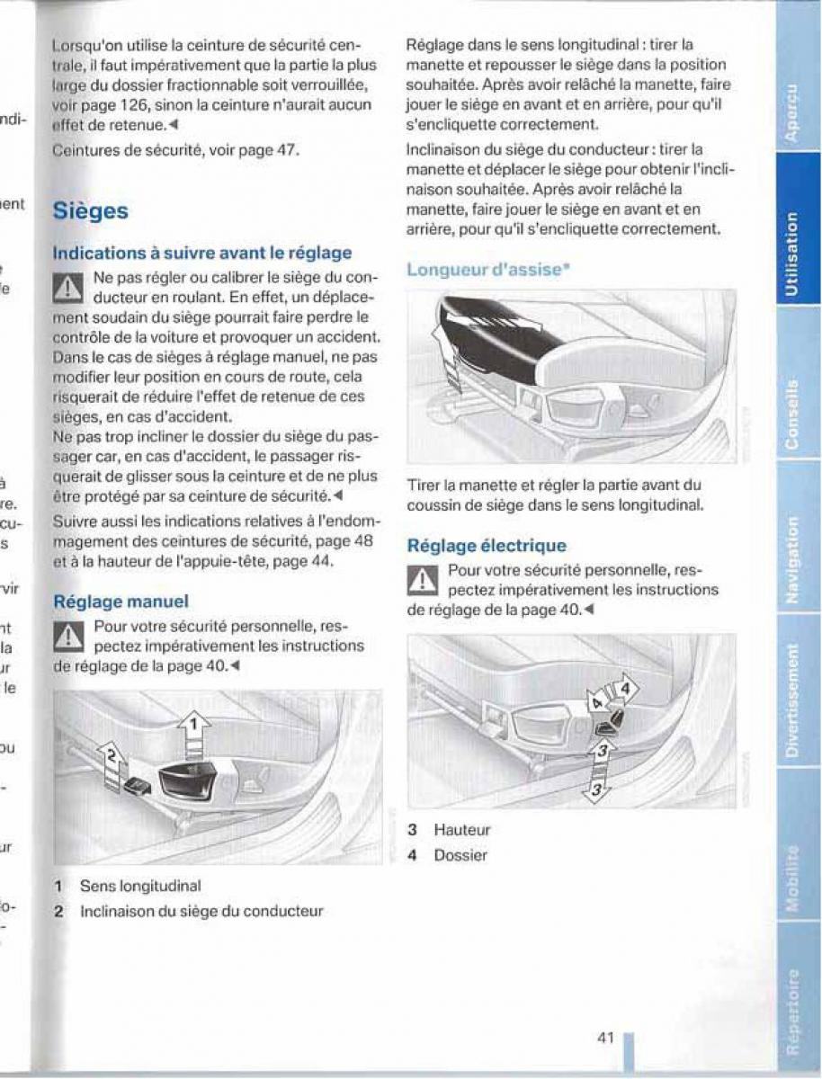 BMW X5 X6 E79 E70 manuel du proprietaire / page 41