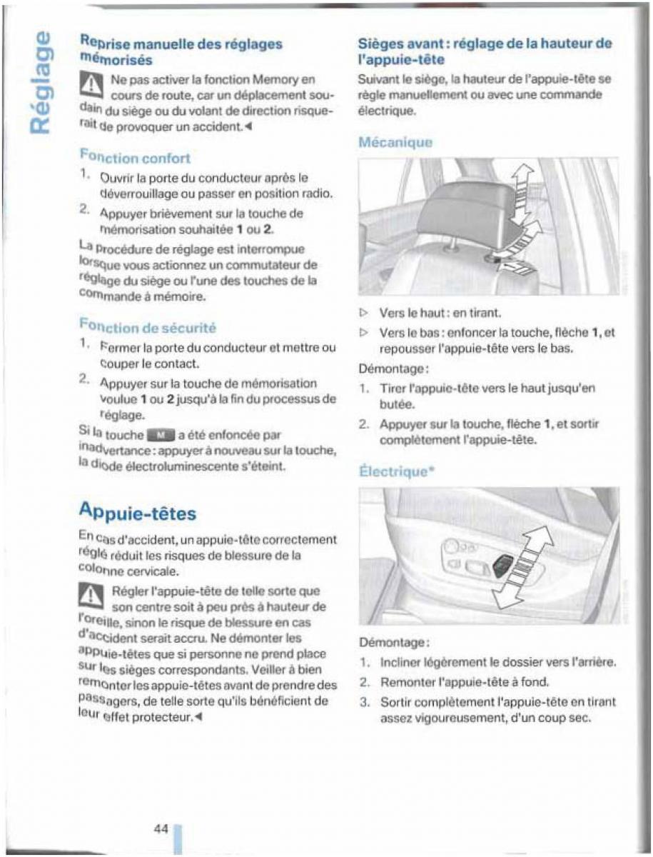 BMW X5 X6 E79 E70 manuel du proprietaire / page 44