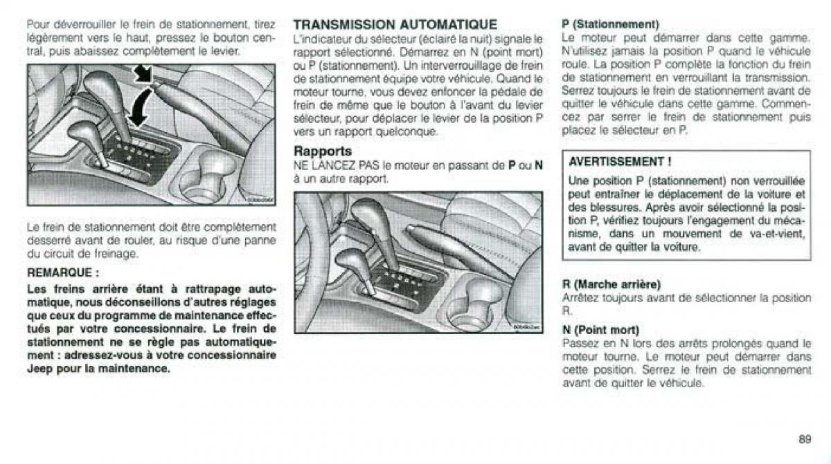 Jeep Grand Cherokee WJ manuel du proprietaire / page 85