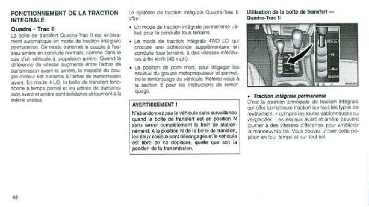 Jeep Grand Cherokee WJ manuel du proprietaire / page 88