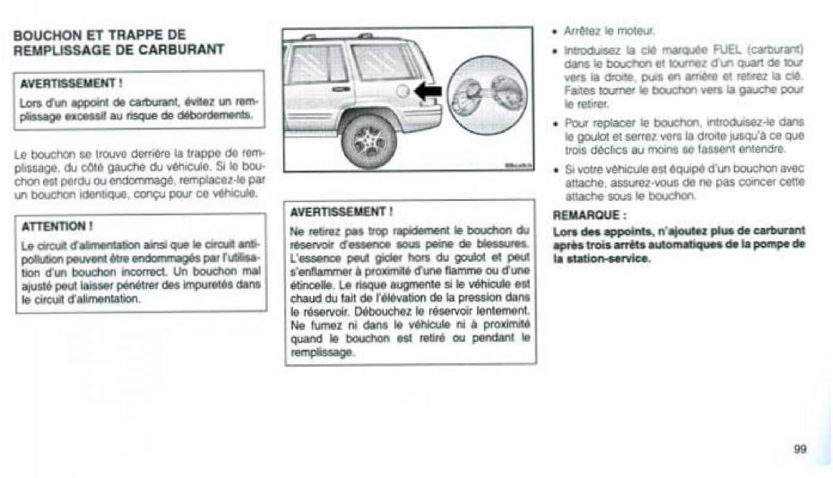 Jeep Grand Cherokee WJ manuel du proprietaire / page 95