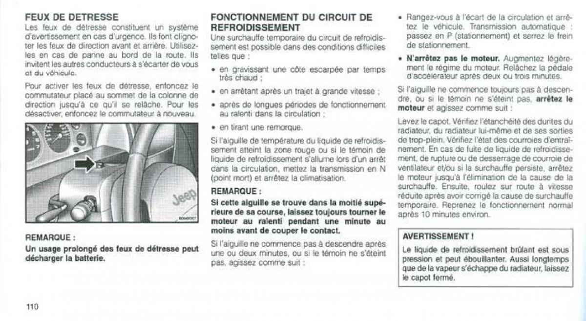 Jeep Grand Cherokee WJ manuel du proprietaire / page 105