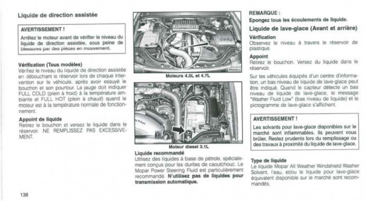 Jeep Grand Cherokee WJ manuel du proprietaire / page 131