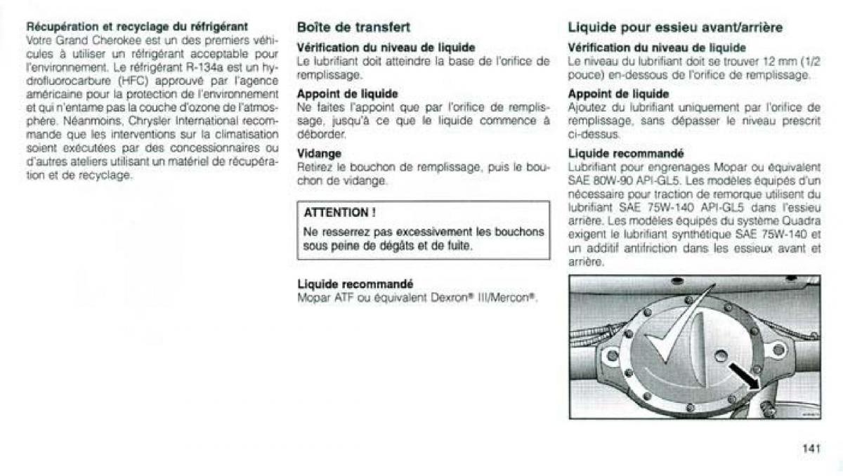 Jeep Grand Cherokee WJ manuel du proprietaire / page 134